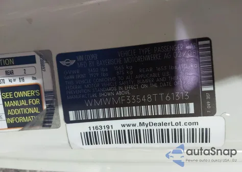 2008 Mini Cooper from USA, damaged, VIN WMWMF33548TT61313